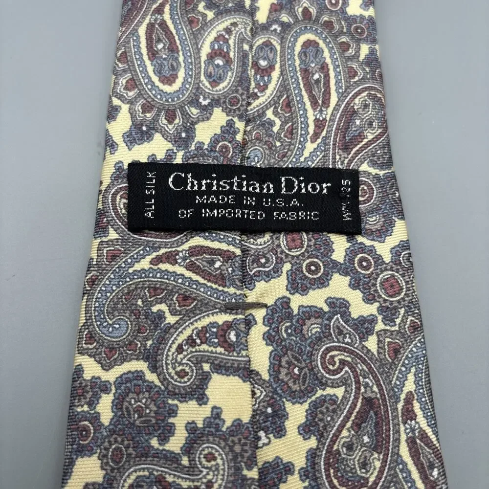 Vintage Christian Dior 100% Silk Paisley Neck Tie USA Made Italian Fabric